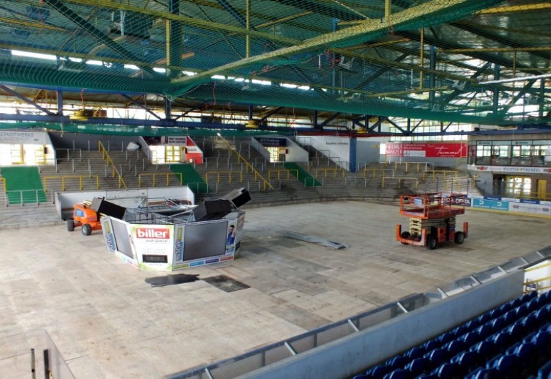 Die Baustelle im Inneren der Halle