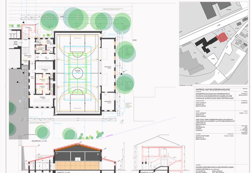 Grundriss mit Schnitt und Details